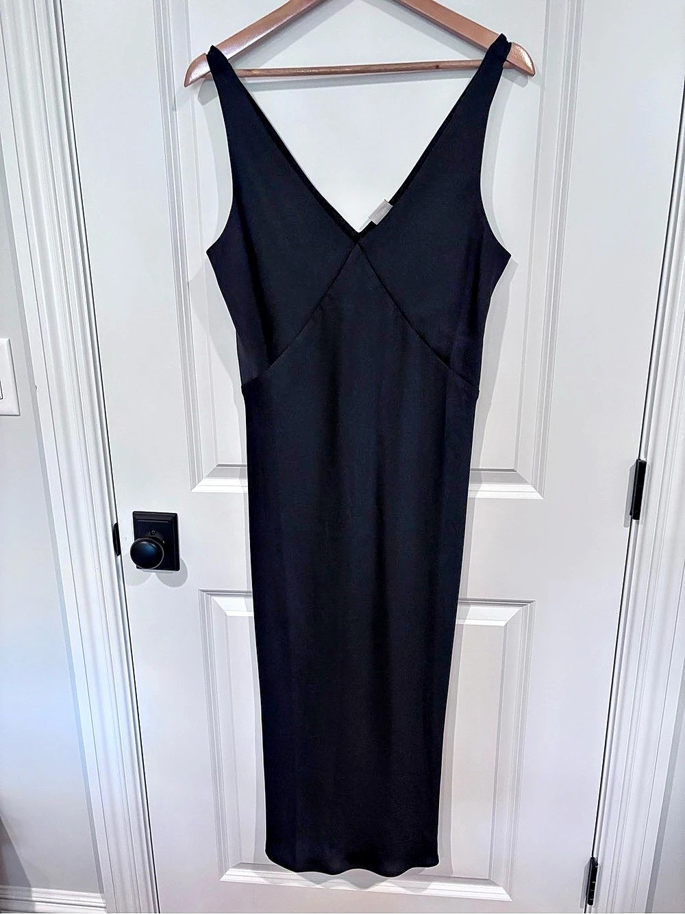 a new day Satin Slip Midi Dress Women's Black Maxi Dress Size Medium